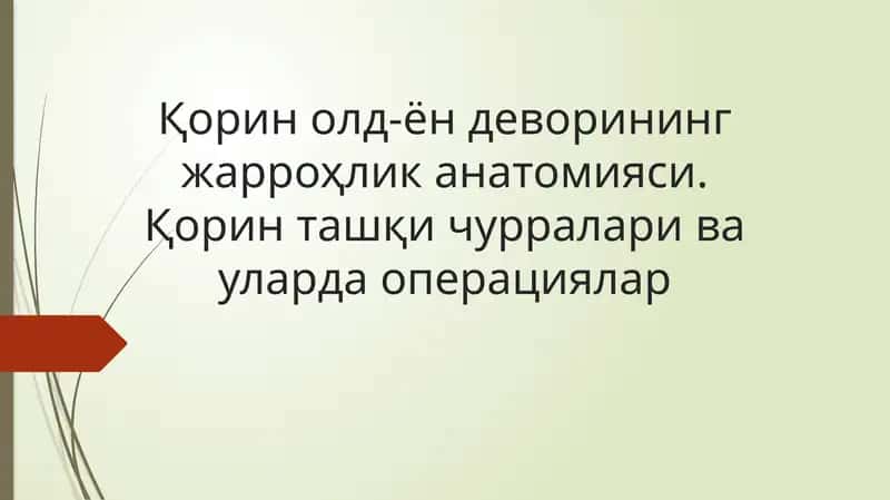 Қоринолд-ёндеворининг жарроҳлик анатомияси