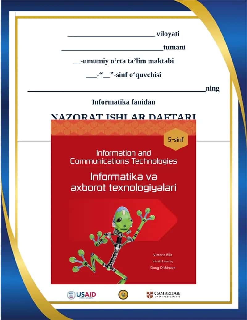 Informatika fanidan NAZORAT ISHLAR DAFTARI