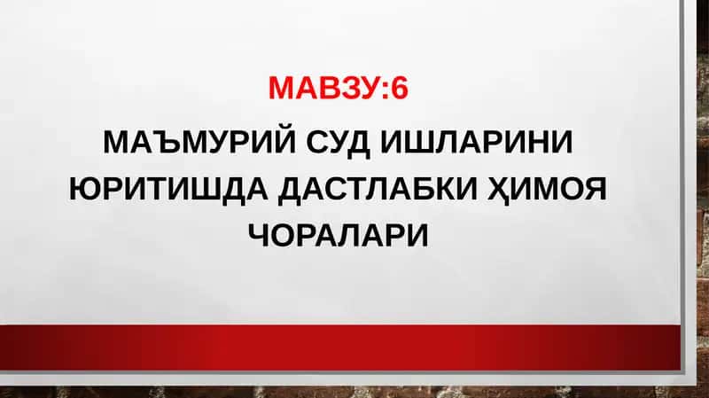 Маъмурий суд ишларини юритишда дастлабки ҳимоя чоралари