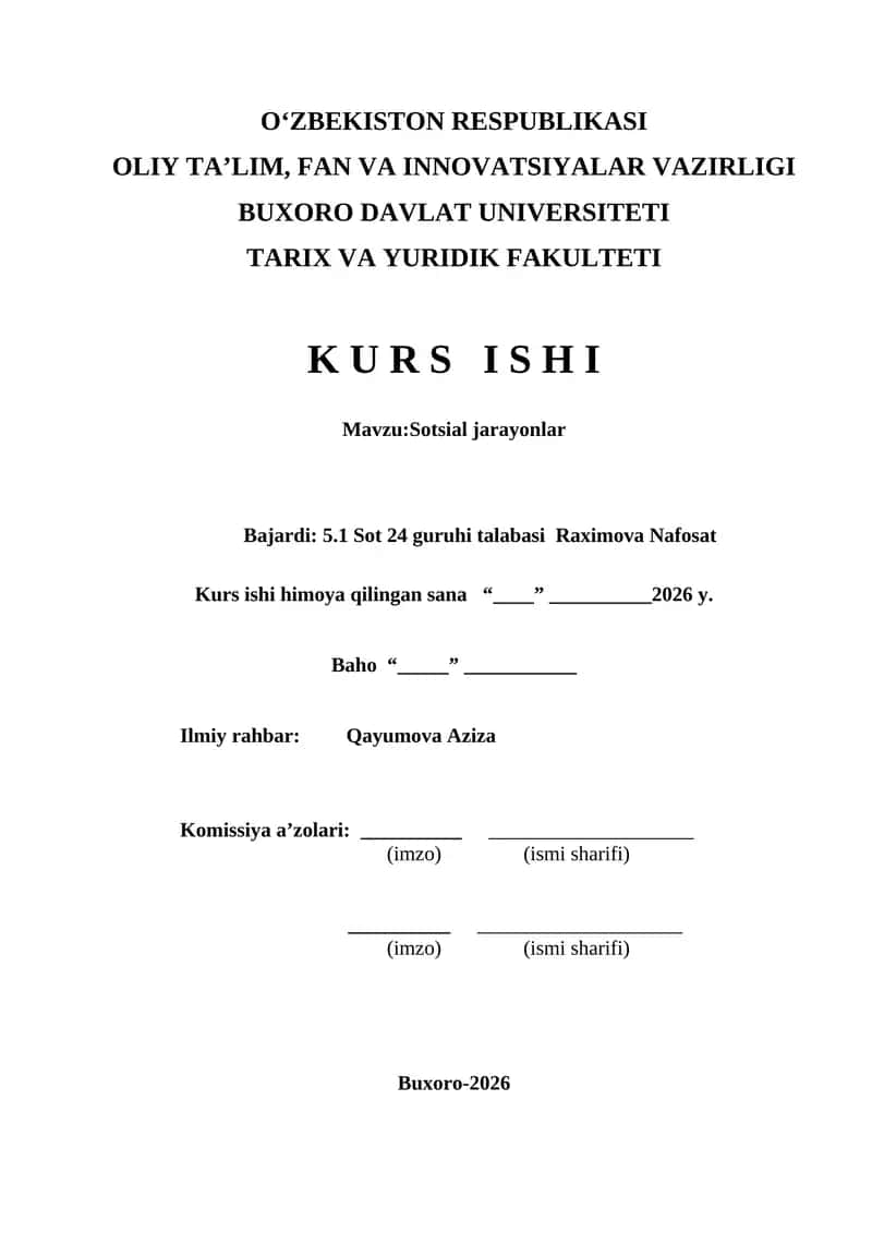 Sotsial jarayonlar kurs ishi