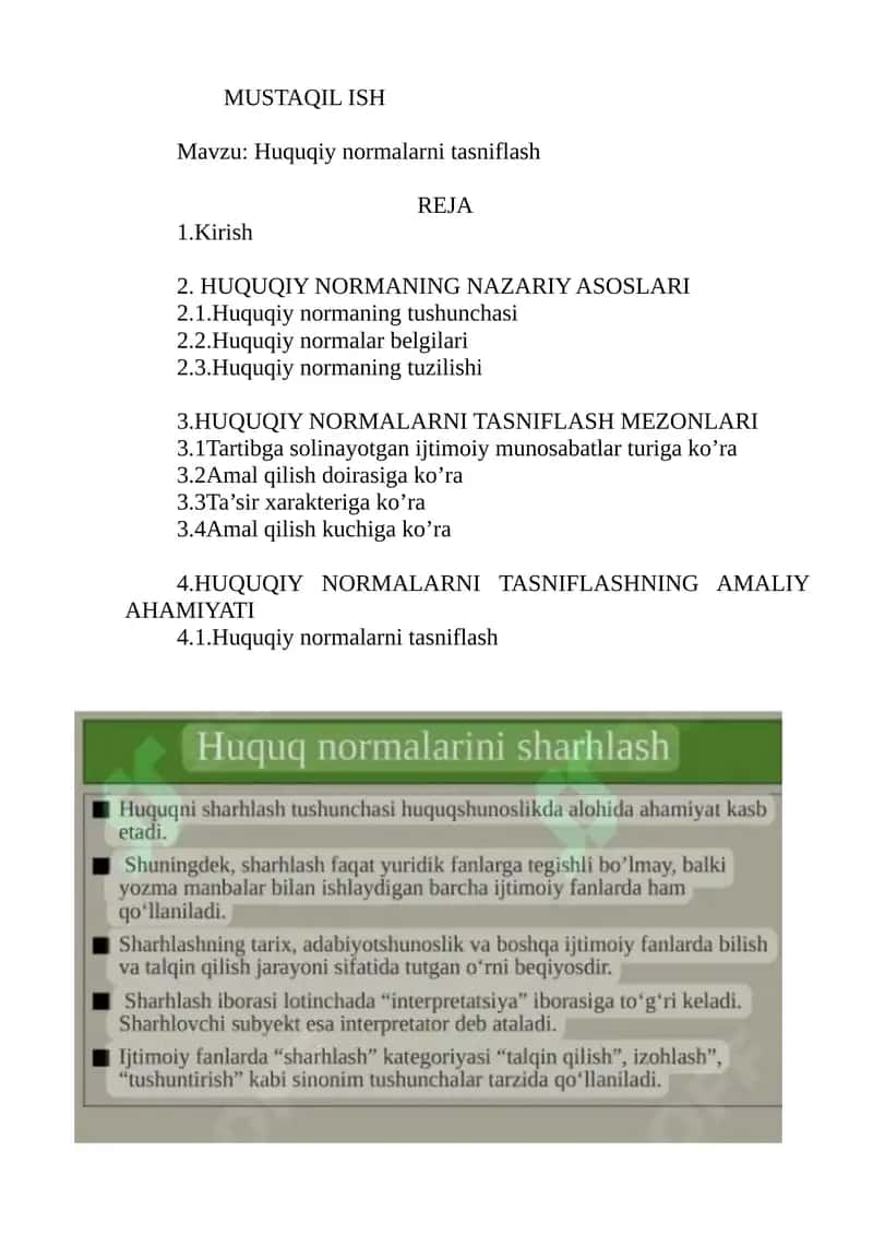 Huquqiy normalarni tasniflash