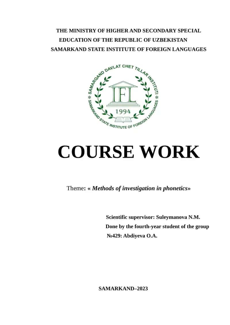 Methods of investigation in phonetics