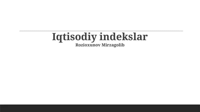 Iqtisodiy indekslar