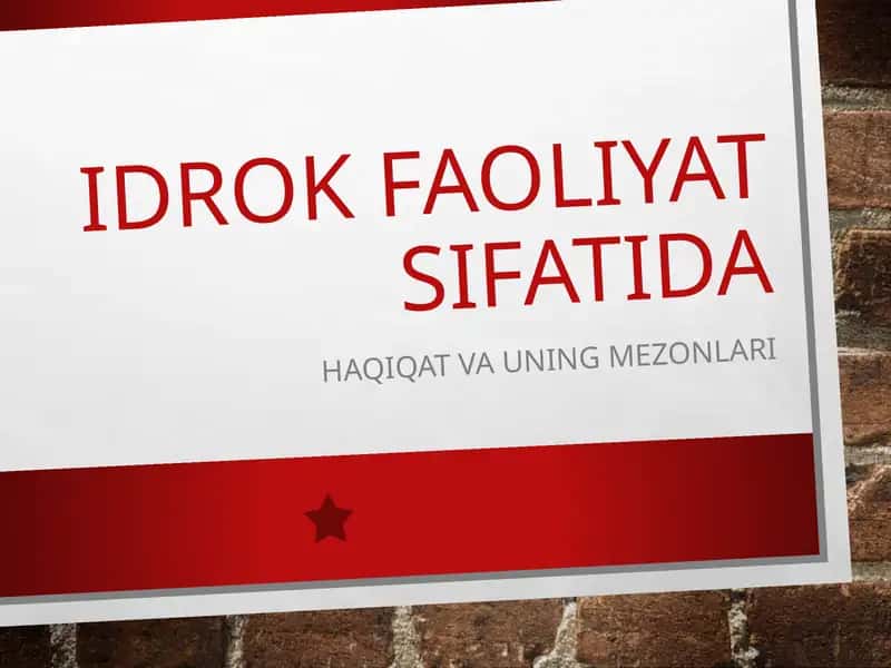 Kognitivlik va Idrok faoliyati