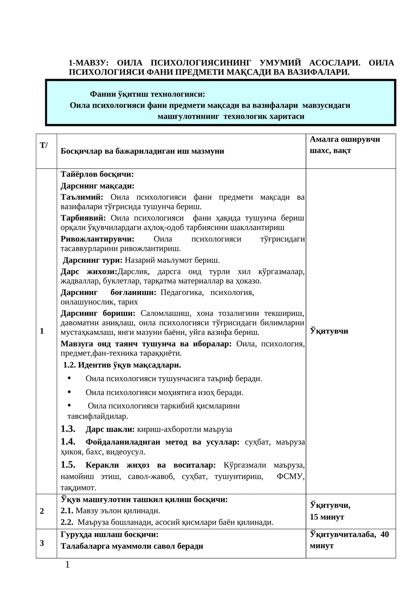 ОИЛА ПСИХОЛОГИЯСИНИНГ УМУМИЙ АСОСЛАРИ
