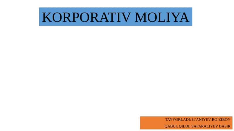 KORPORATIV MOLIYA