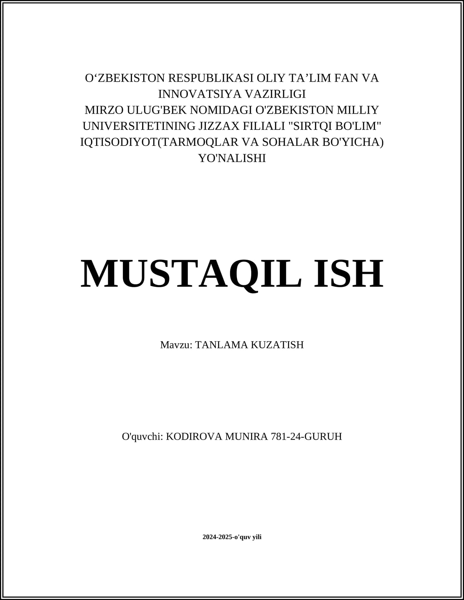 Tanlama kuzatish