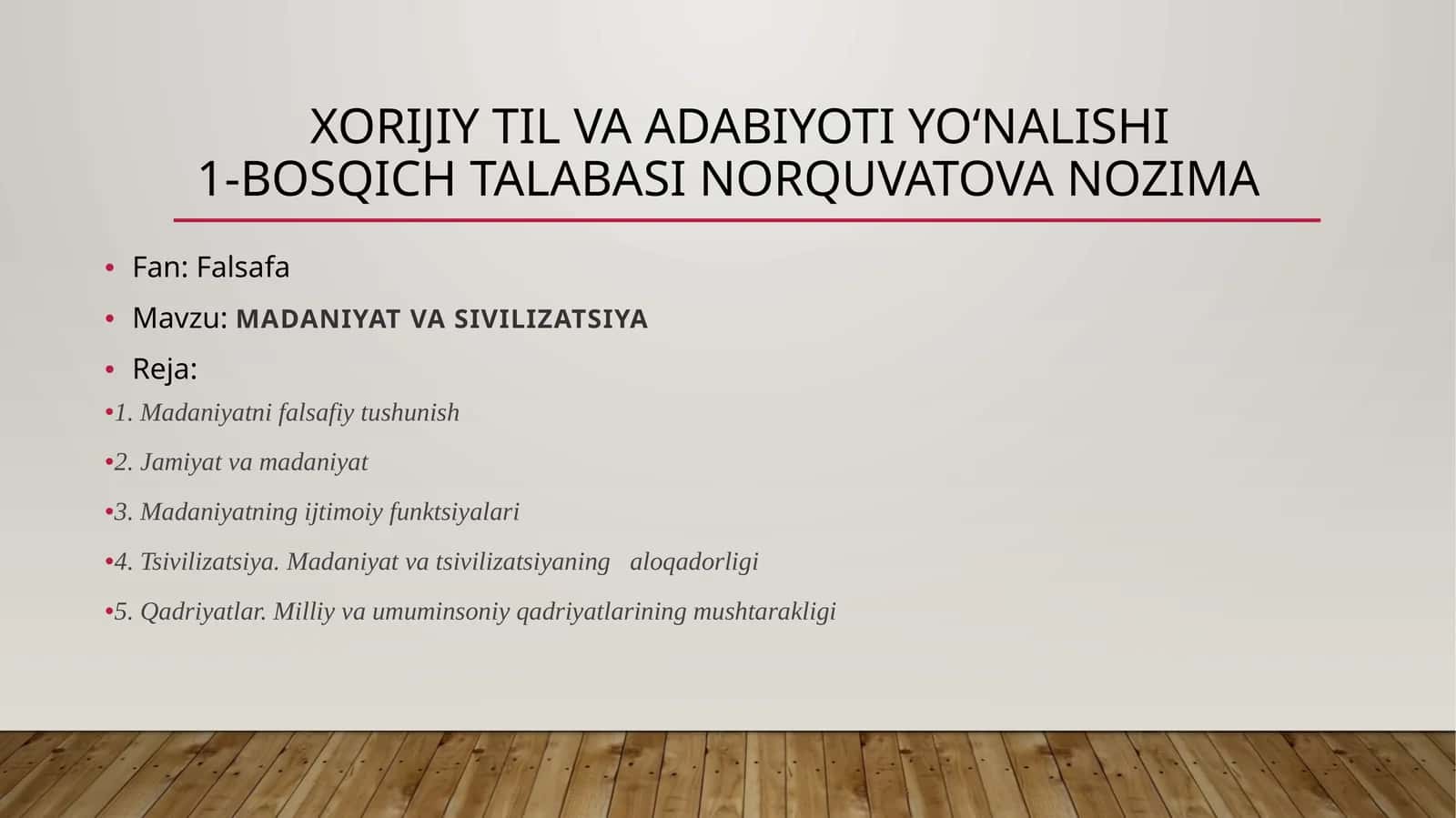 MADANIYAT VA SIVILIZATSIYA