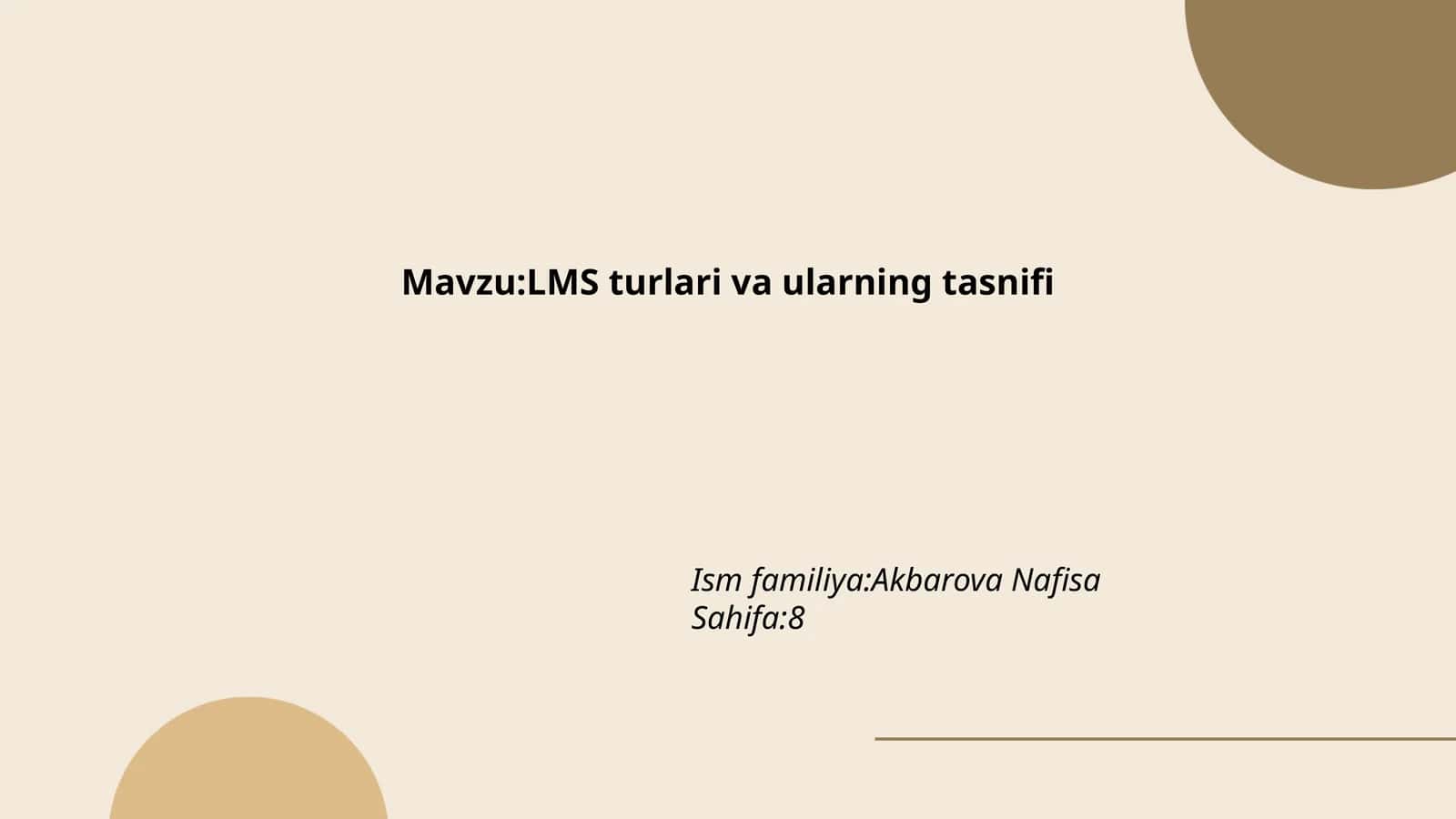 LMS turlari va ularning tasnifi