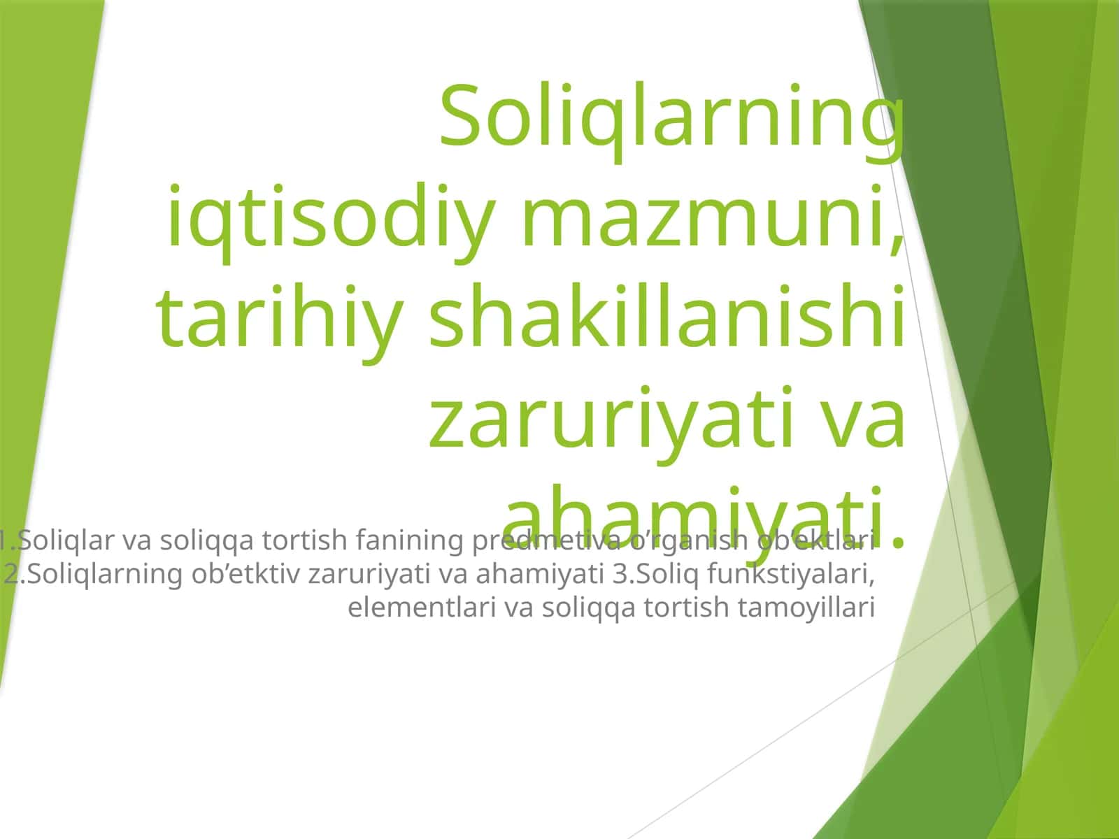 Soliqlarning iqtisodiy mazmuni