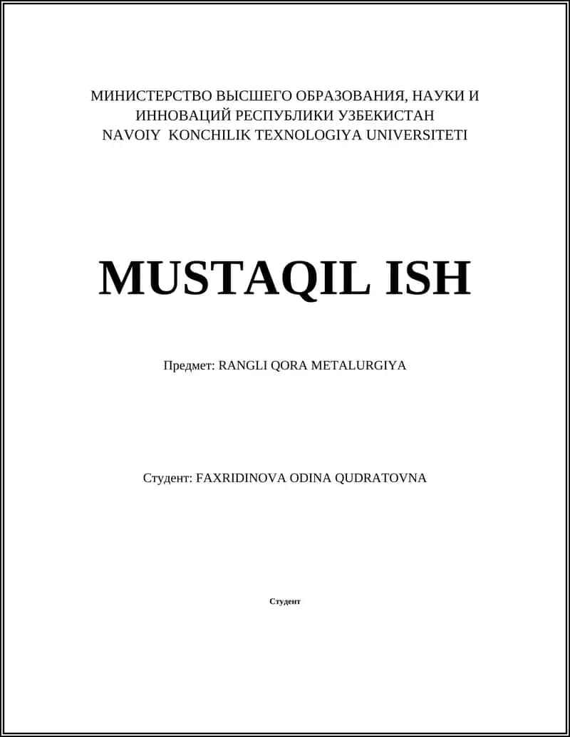 RANGLI QORA METALURGIYA