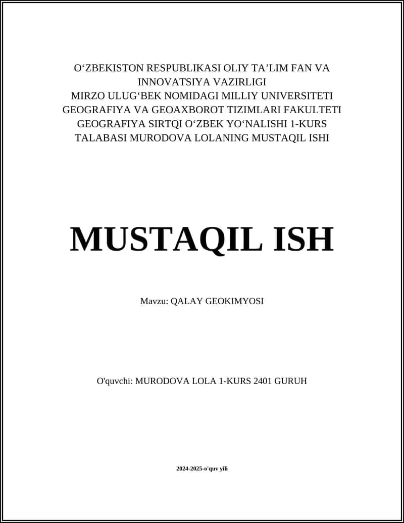 QALAY GEOKIMYOSI