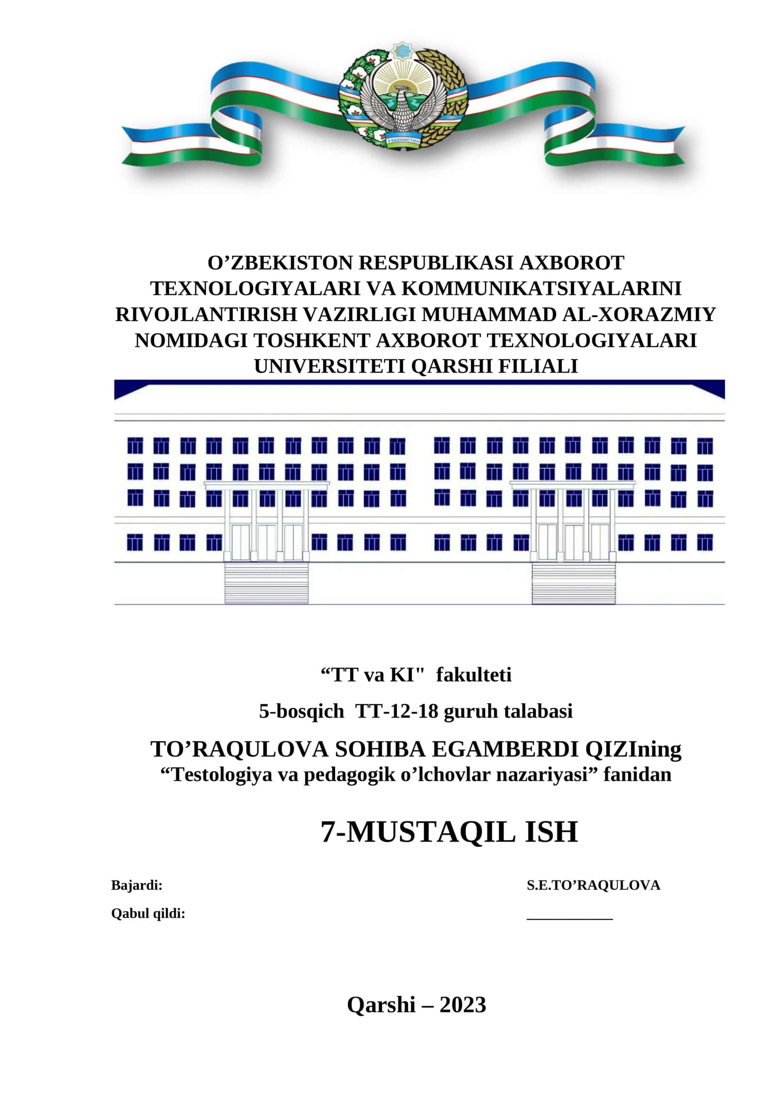 Testologiya va pedagogik o’lchovlar nazariyasi