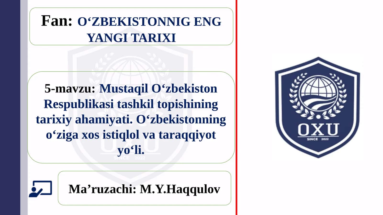O‘ZBEKISTONNIG ENG YANGI TARIXI