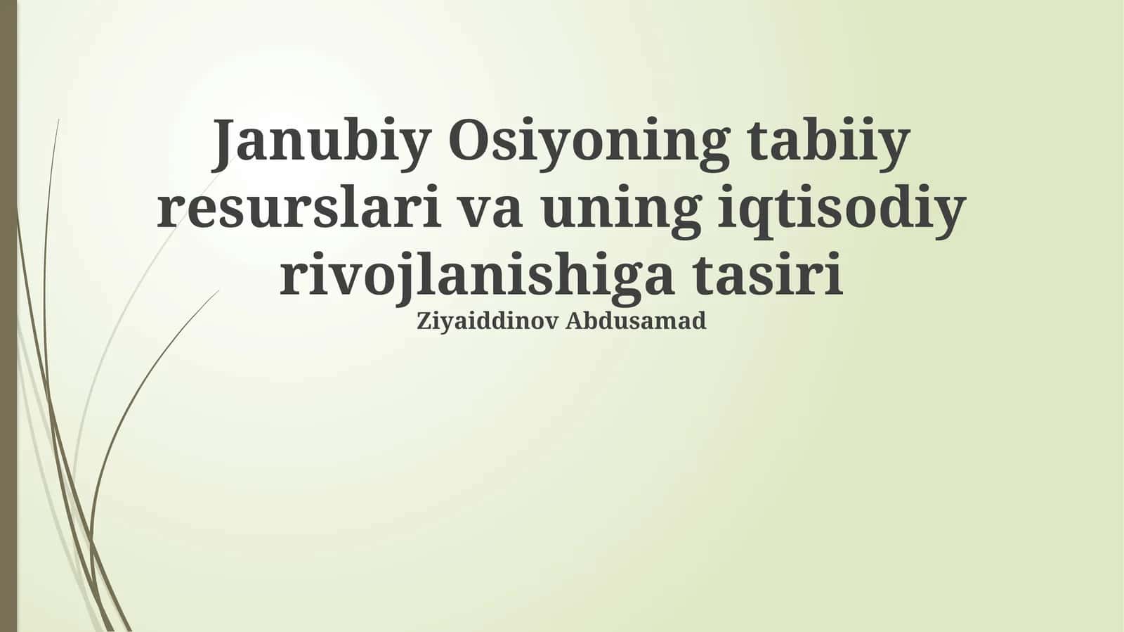 Janubiy Osiyoning tabiiy boyliklari