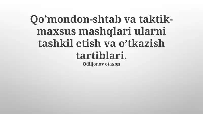 Qo'mondonlik-shtab va taktik-maxsus mashqlari
