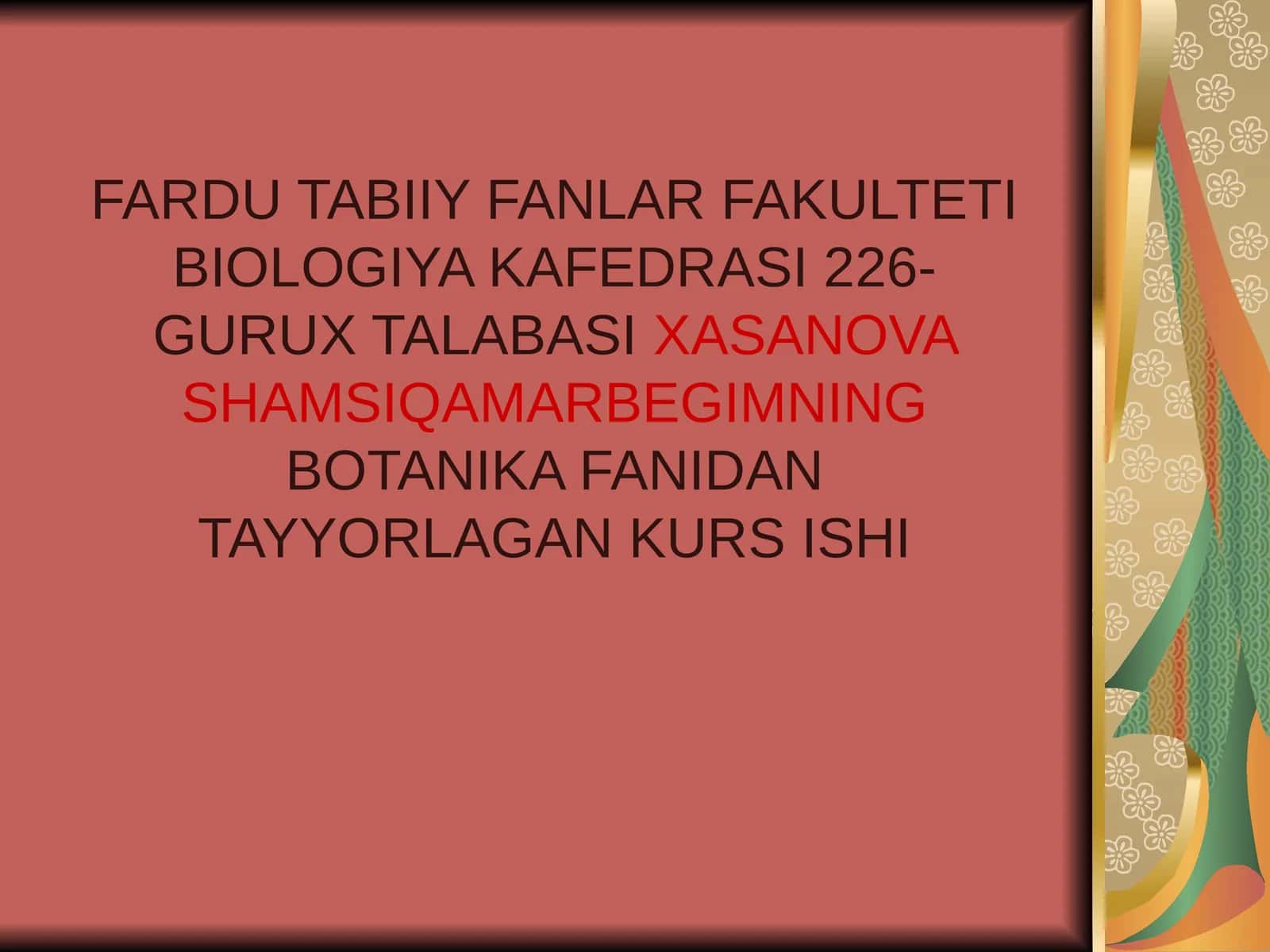 Dorivorlik xususiyatiga ega bo’lgan qoqidoshlar oilasi vakillariga ta’rif