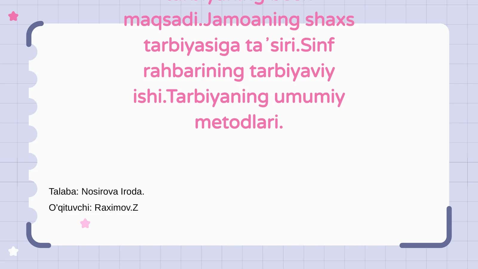 Har tomonlama barkamol shaxsni shakllantirish