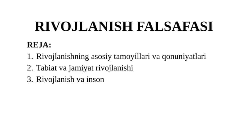 RIVOJLANISH FALSAFASI