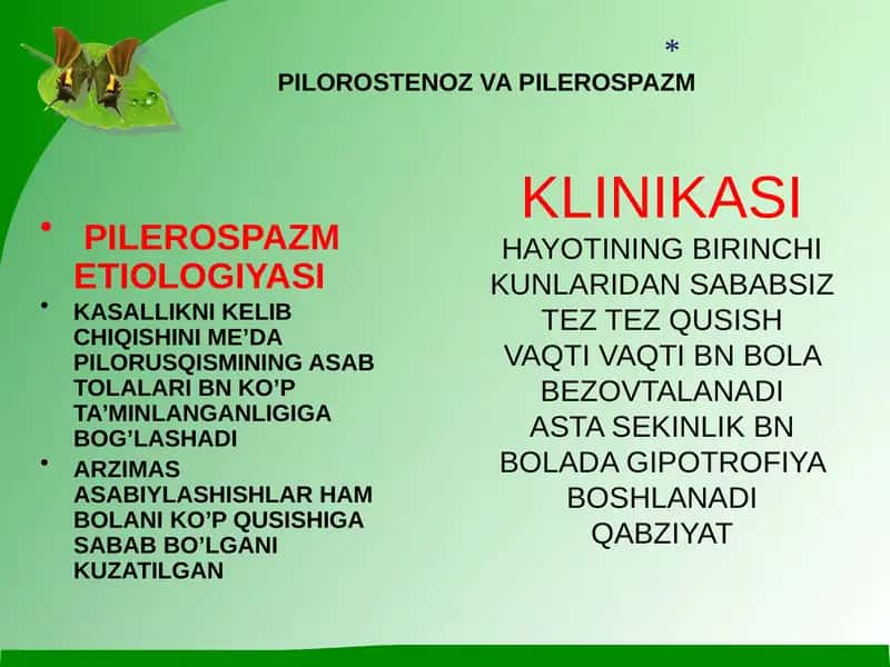 PILOROSTENOZ VA PILEROSPAZM