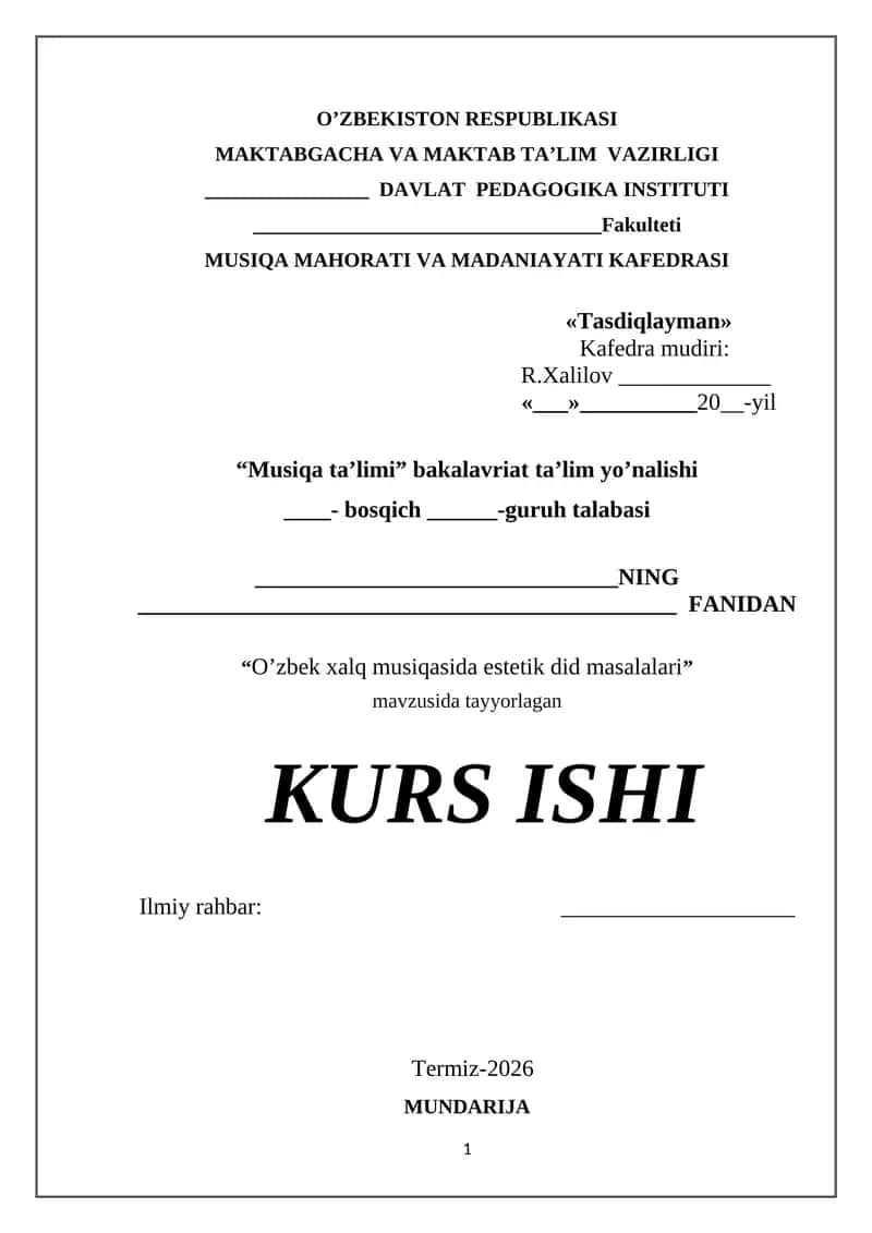 O’zbek xalq musiqasida estetik did masalalari