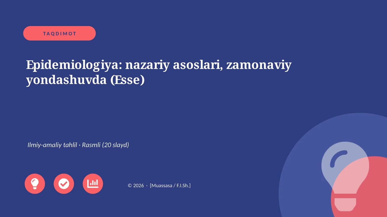 Epidemiologiya: nazariy asoslari, zamonaviy yondashuvda (Esse)