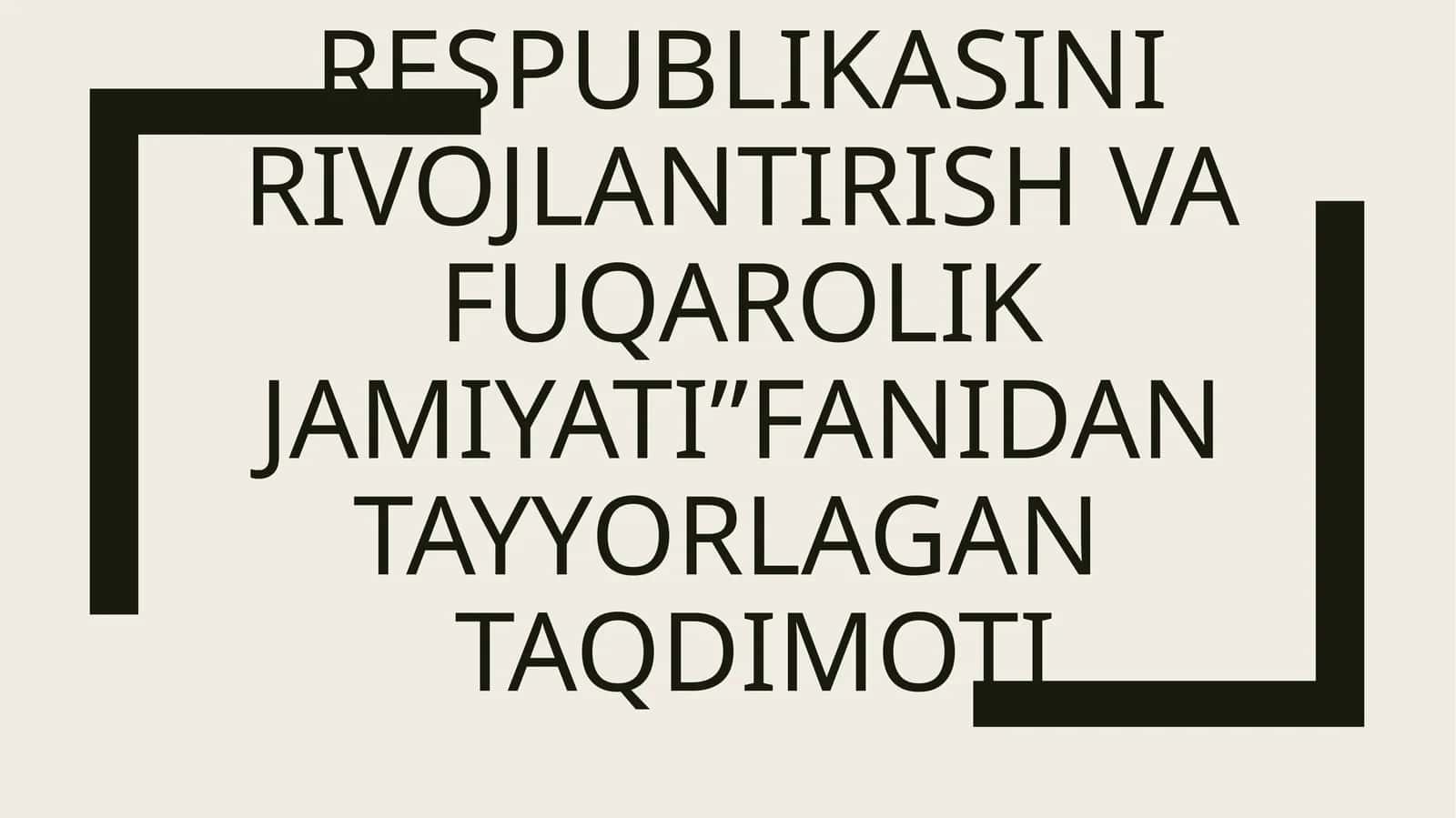 DAVOLASH ISHI FAKULIYATI 108-URUH toshboyeva masturaNING “O’ZBEKISTON RESPUBLIKASINI RIVOJLANTIRISH VA FUQAROLIK JAMIYATI”