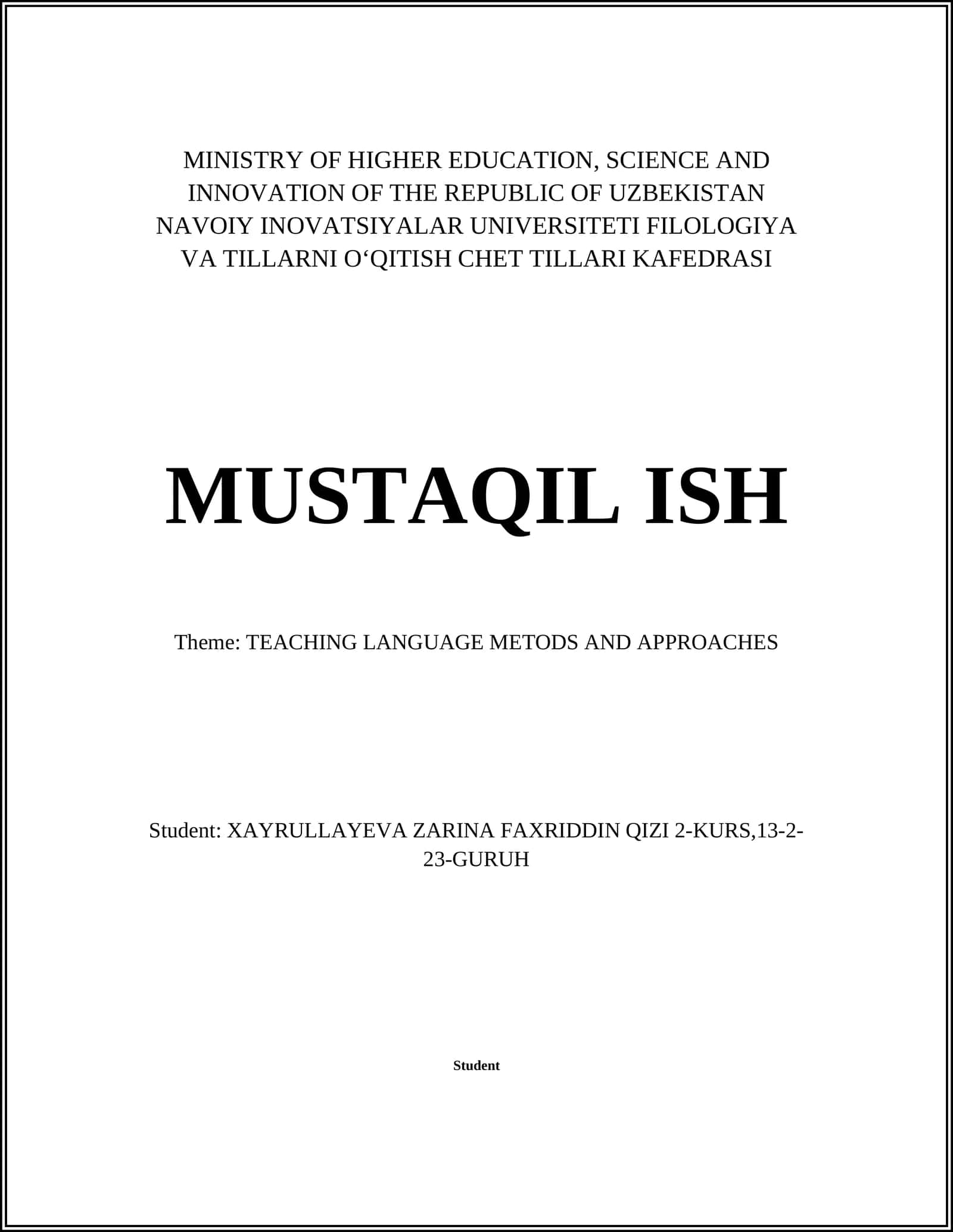 Teaching Language Methods and Approaches