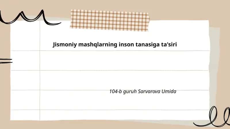 Jismoniy mashqlarning inson tanasiga ta'siri
