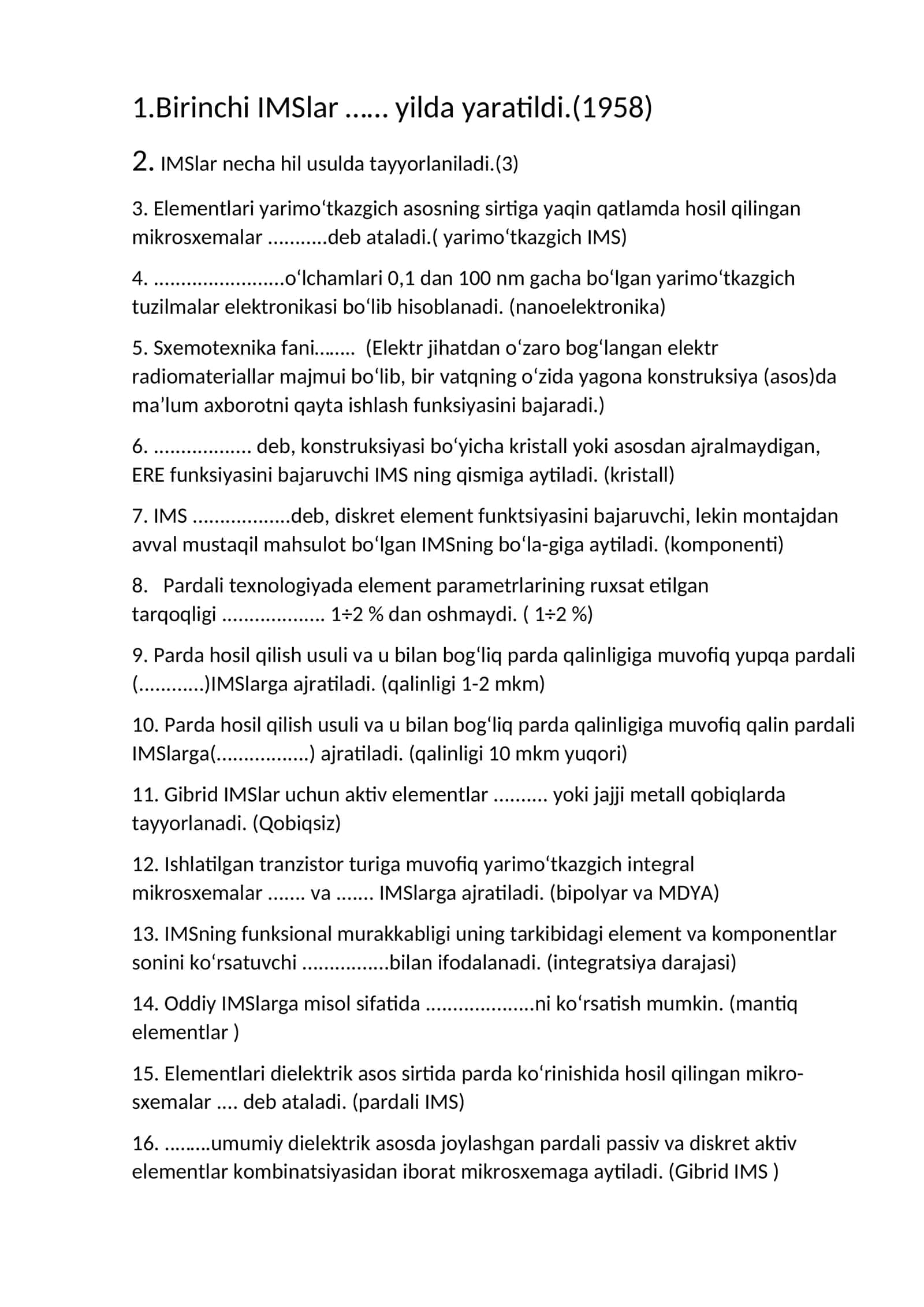 Elementlari yarimo‘tkazgich asosning sirtiga yaqin qatlamda hosil qilingan mikrosxemalar