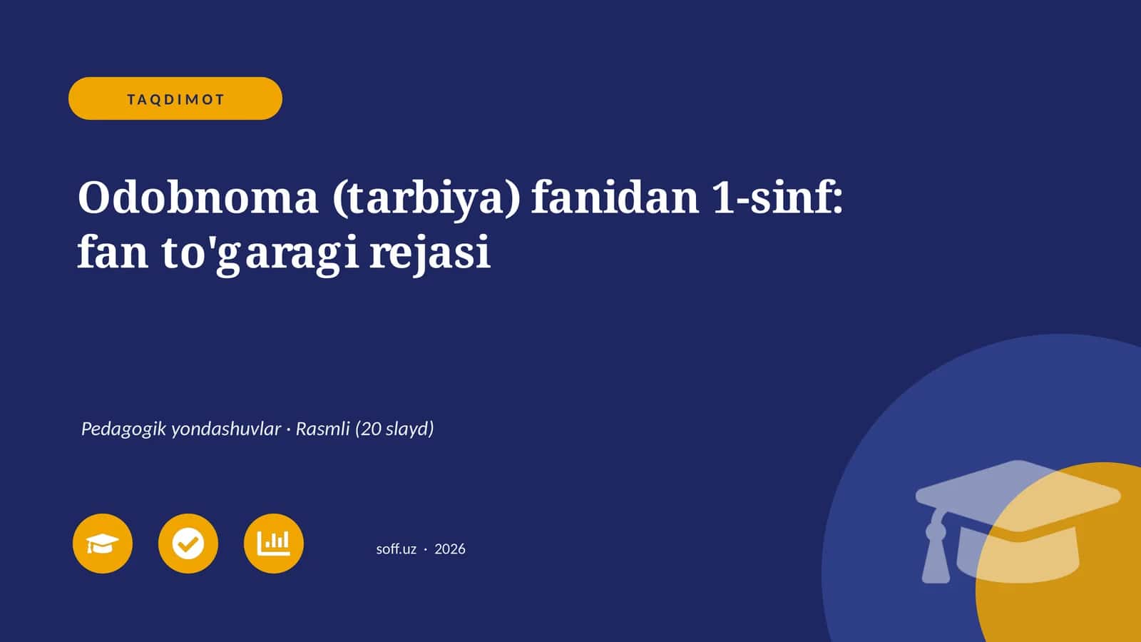 Odobnoma (tarbiya) fanidan 1-sinf: fan to'garagi rejasi