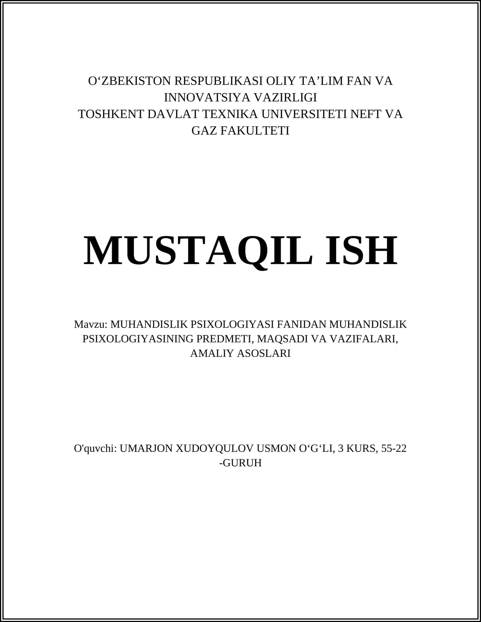 MUHANDISLIK PSIXOLOGIYASI