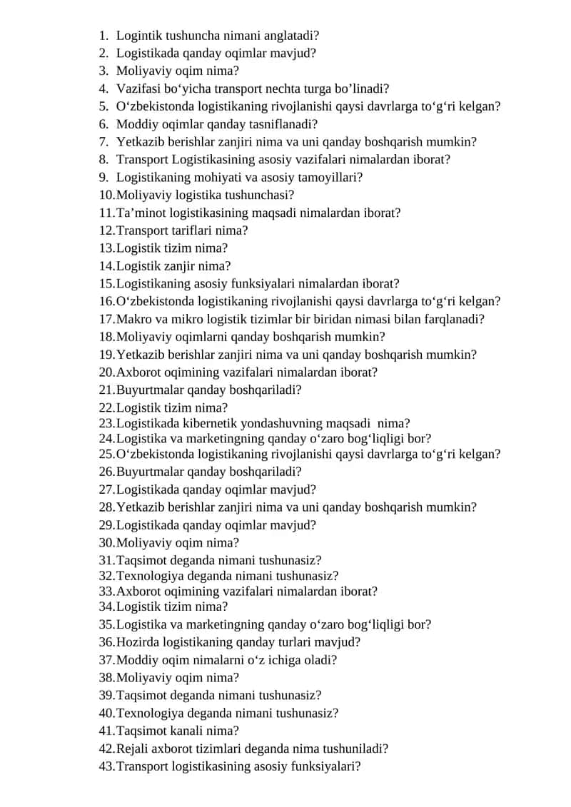Logistika va transport
