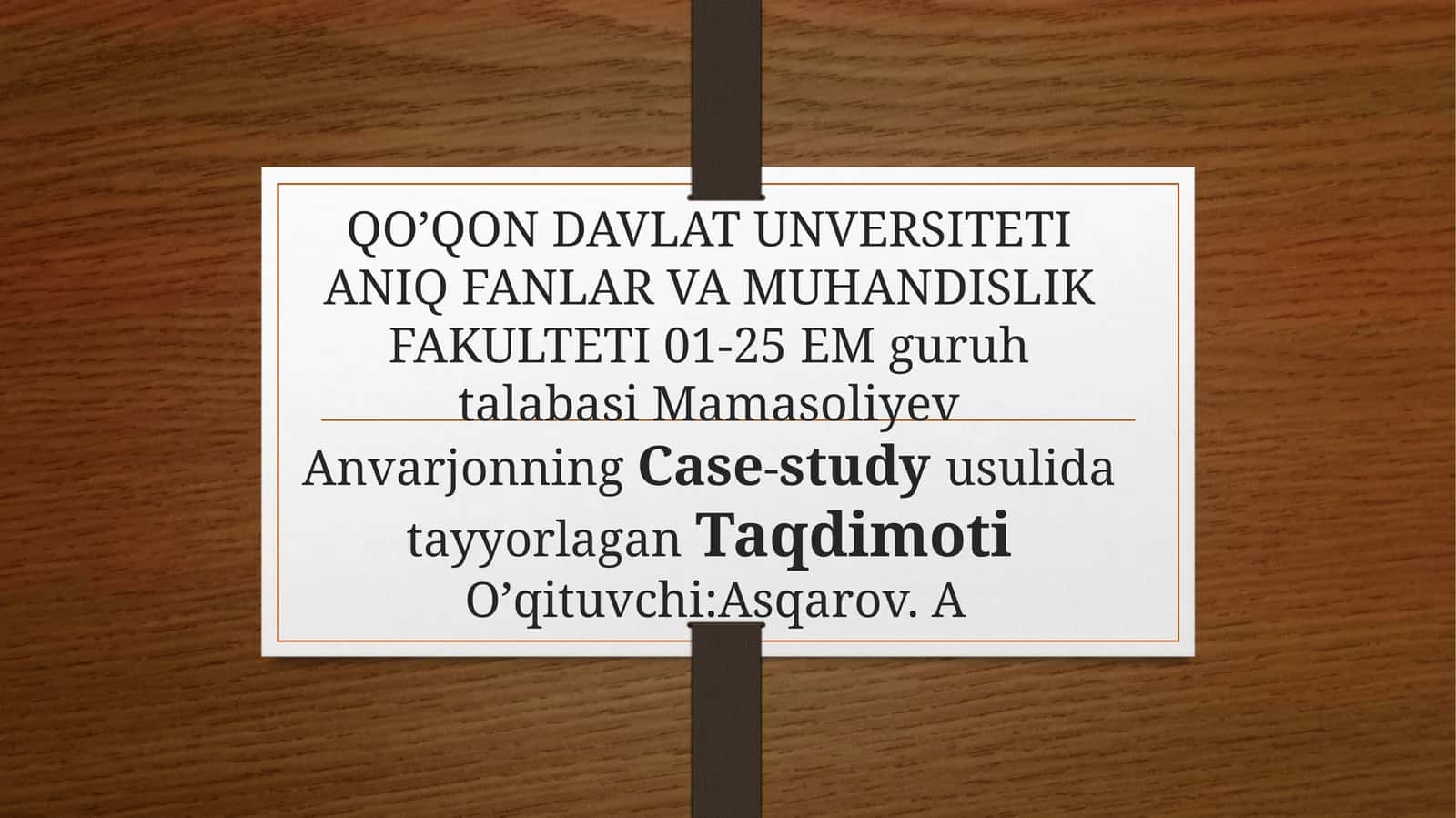 Ceys Study usulida taqdimot
