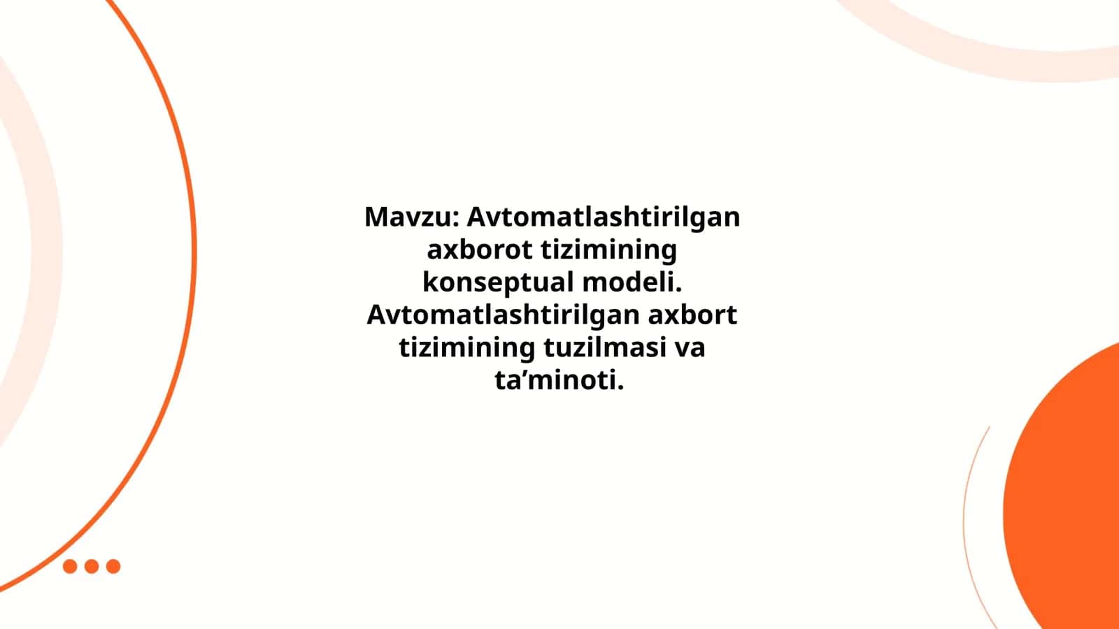 Avtomatlashtirilgan axborot tizimining konseptual modeli