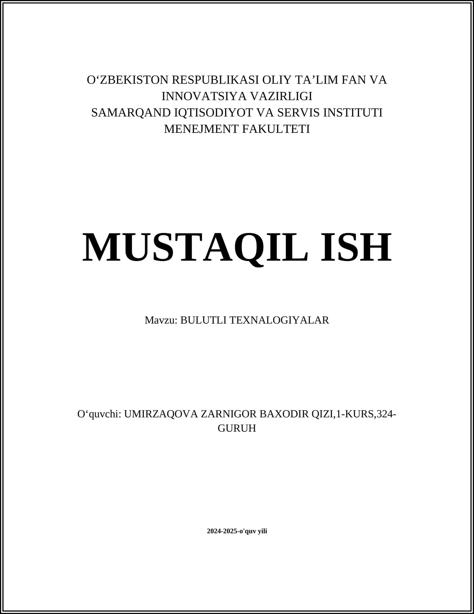 BULUTLI TEXNALOGIYALAR