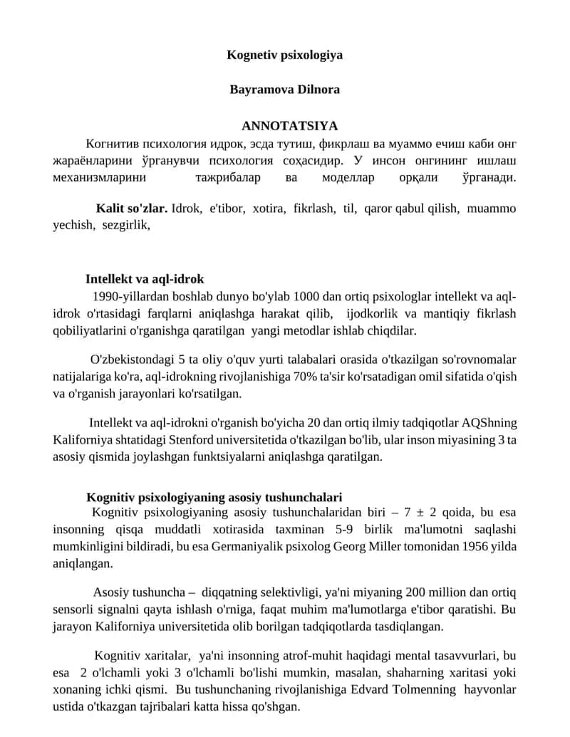 Kognitiv psixologiya