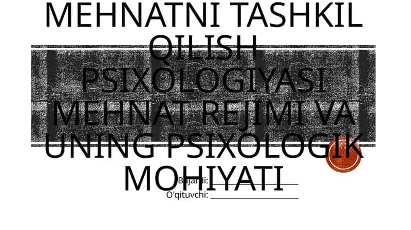 Mehnatni tashkil qilish psixologiyasi