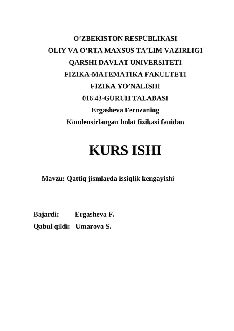 Qattiq jismlarda issiqlik kengayishi