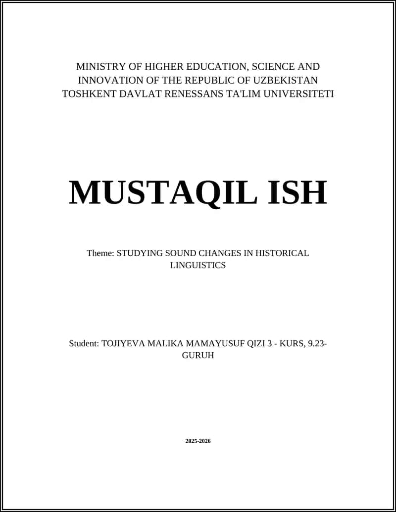 STUDYING SOUND CHANGES IN HISTORICAL LINGUISTICS