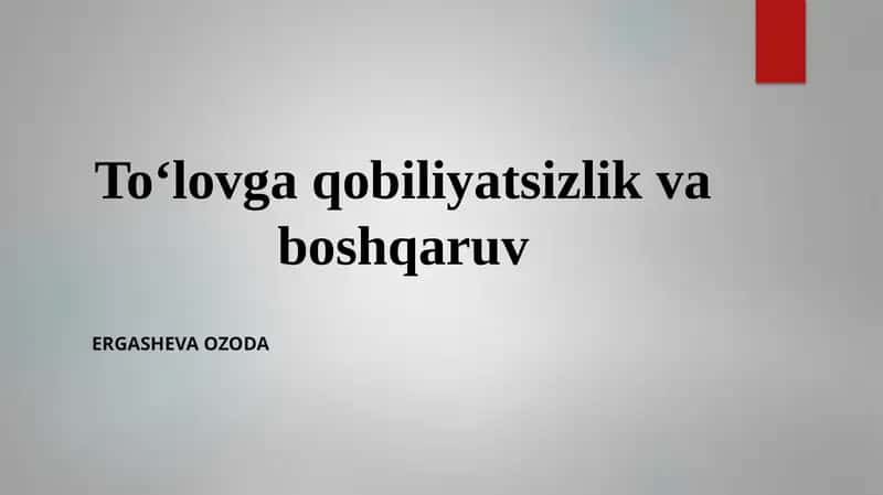 Toʻlovga qobiliyatsizlik va boshqaruv