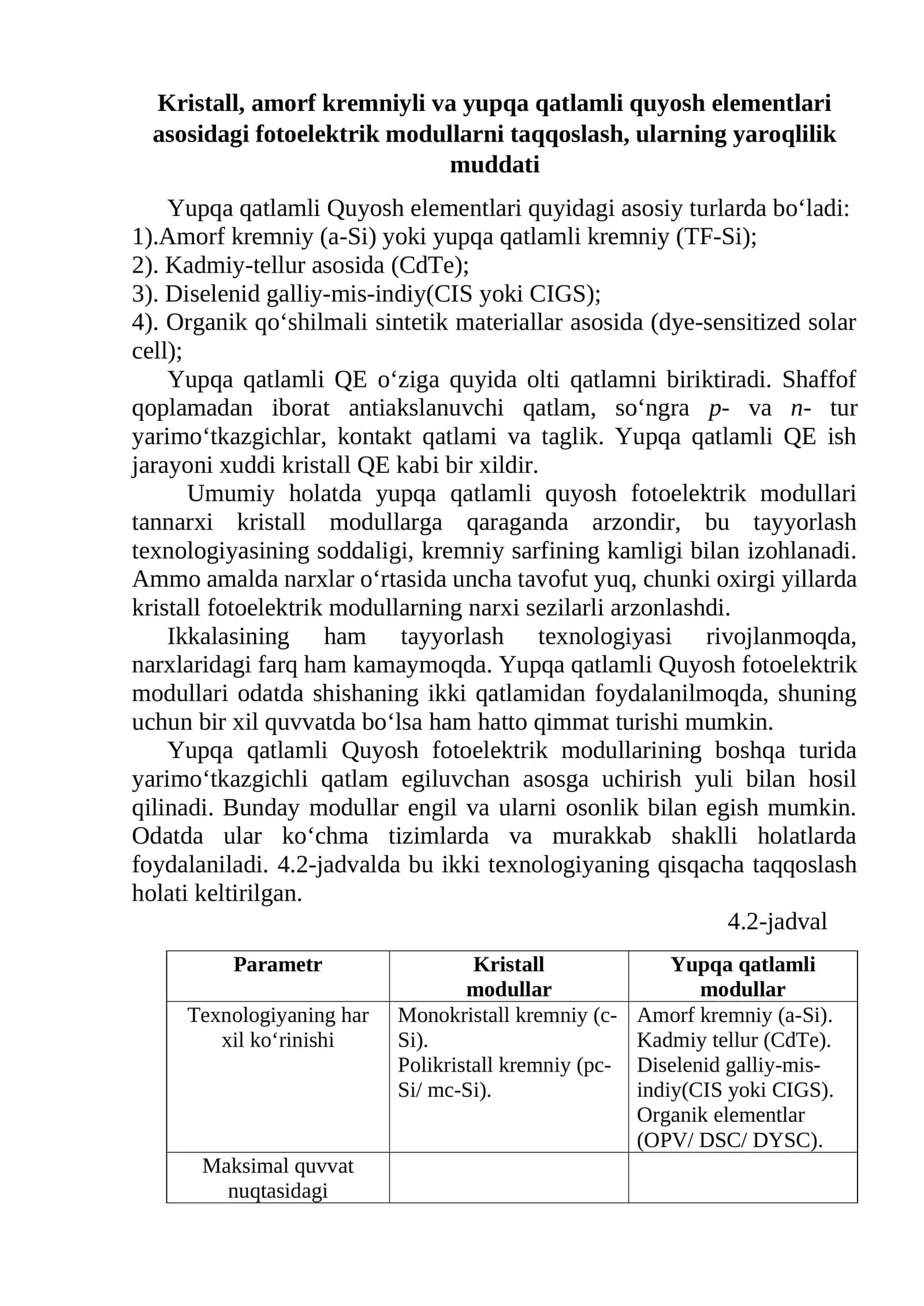 Yupqa qatlamli Quyosh elementlari