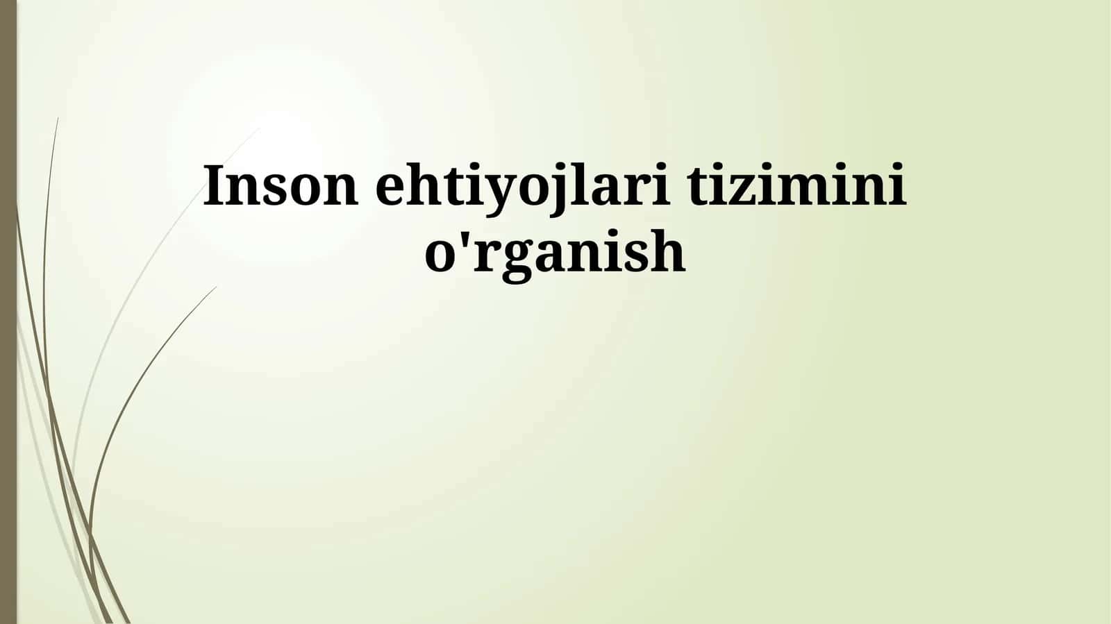 Inson ehtiyojlari tizimini o'rganish