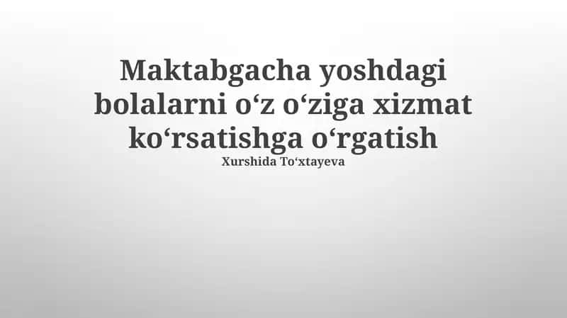 Tozalik ko'nikmalarini o'rgatish