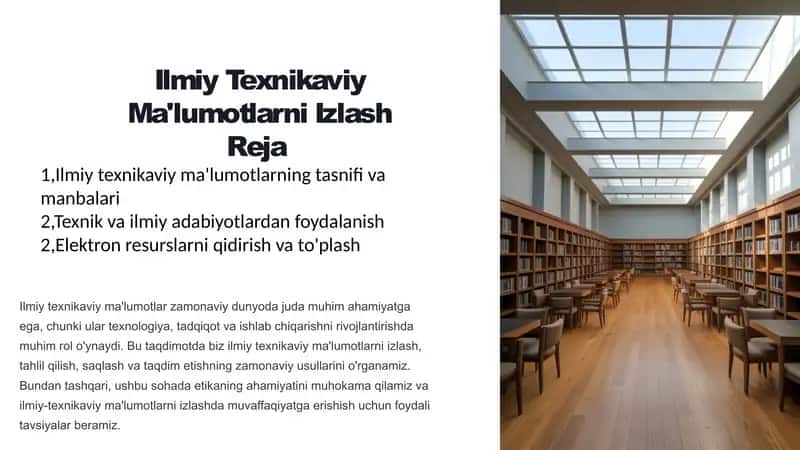 Ilmiy Texnikaviy Ma'lumotlarni Izlash