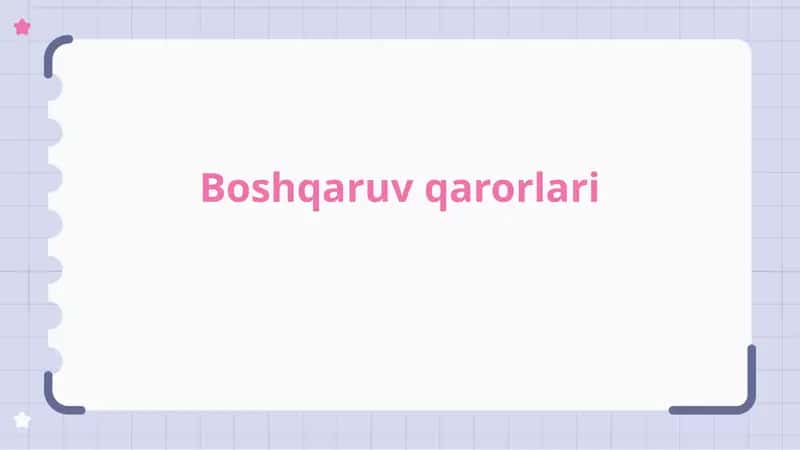Boshqaruv qarorlari