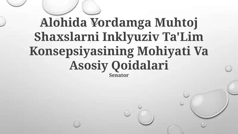 Inklyuziv Ta'lim Konsepsiyasi