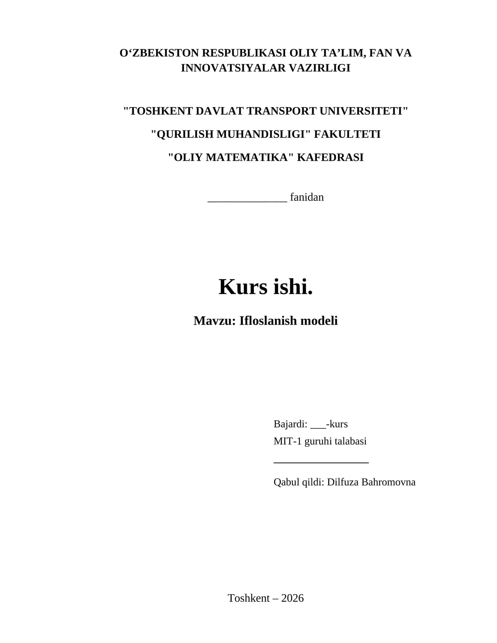 Ifloslanish modeli