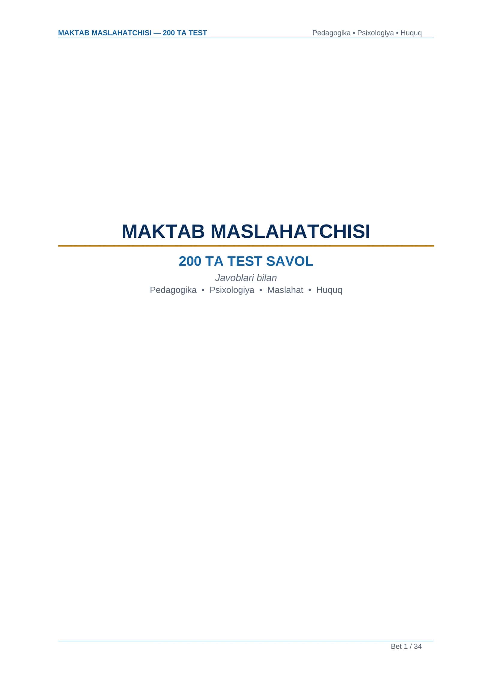 MAKTAB MASLAHATCHISI — 200 TA TEST