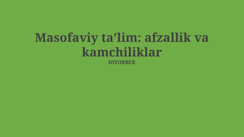 Masofaviy ta'lim
